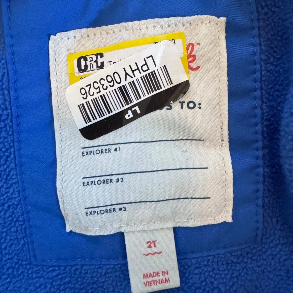 Cat & Jack Boys Blue Colorblock Hooded Rain Jacket Fleece 2T